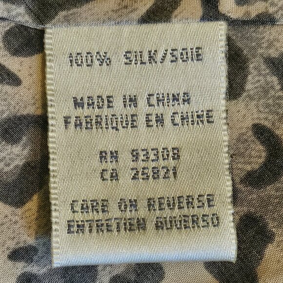 MK ELLE Tan/Grey/Black Leopard Print Sleeveless Silk Camisole Top Size Large - Picture 6 of 7